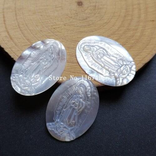 100pcs/lot 18x25mm Natural Oval Virgin of Guadalupe Pearl Shell Guadalupe Mother of Pearl Shell Mother Pearl MOP for DIY Jewelry