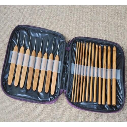 50set 20pcs in 1 set Bamboo Crochet Hooks Knitting Weave Needles Set with Case Free Shipping SN717