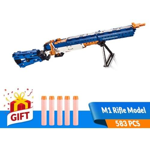 583PCS Technical Series DIY Building Blocks Gun Model Toys M1 Rifle Model Bullets Kit Compatible Major brands Gift for Children
