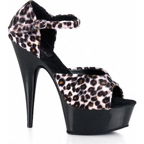 Dazzle beautiful fashion sexy double-row rivets ultra-high black sandals during stage with 15 cm temptation