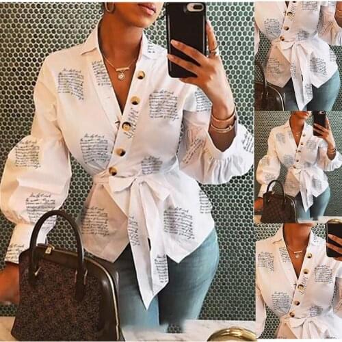 Fall 2019 Long Sleeve Fashion Women V Neck Tops And Blouses blusas mujer de moda Bandage Women Tops Streetwear Outfits Clothes