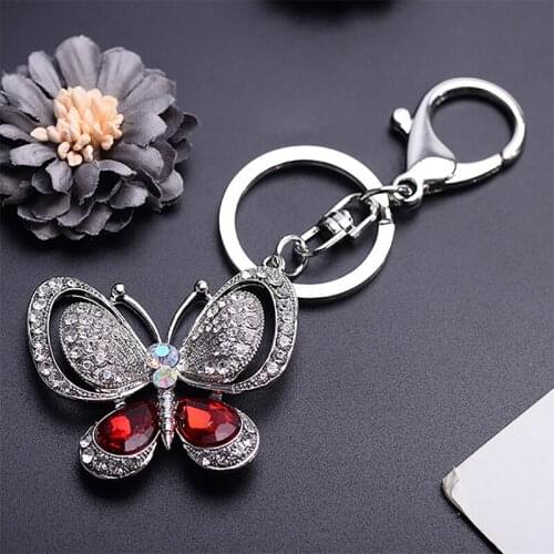 Crystal Butterfly Keychain Glittering Full Rhinestone Alloy Key Chain For Women Girl Car Bag Accessories Fashion Key Ring