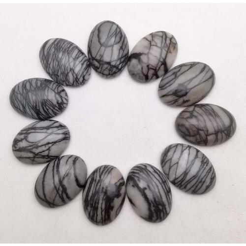 Natural stone beads Black line onyx carnelian for jewelry making 25X18MM cab cabochon charm fashion accessories 12Pc