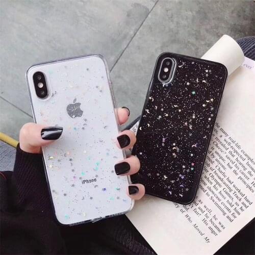 Moskado Shiny Glitter Bling Moon Stars Sequins Phone Case For iPhone 11 12 Pro Max 7 8 6 Plus X XS XR XS Max Mini Soft TPU Cover