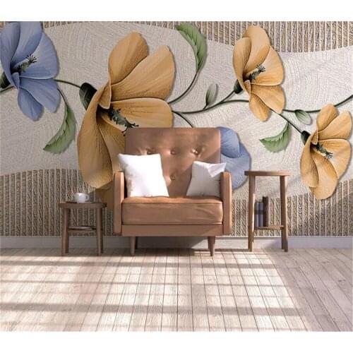 Decorative wallpaper 3d retro style flower background wall painting