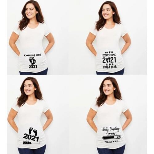 Baby Loading Printed Pregnant T Shirt Maternity Short Sleeve T-shirt Pregnancy Announcement Shirt New Mom Tshirts Clothes