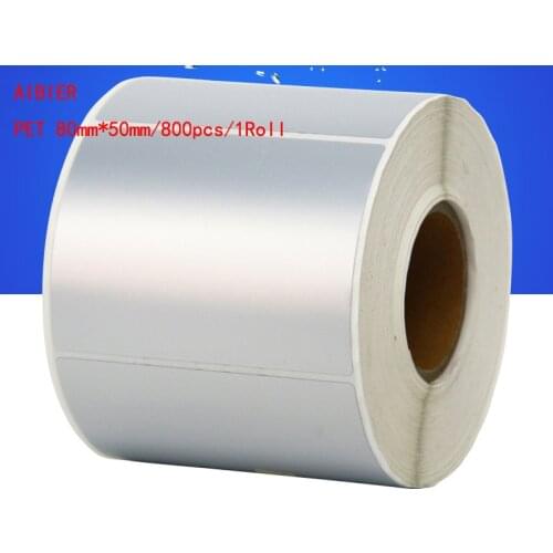 Hot AIBIER Waterproof paper 80*50mm*800pcs/Roll Thermal transfer blank PET barcode Labels adhesive printed label sticker