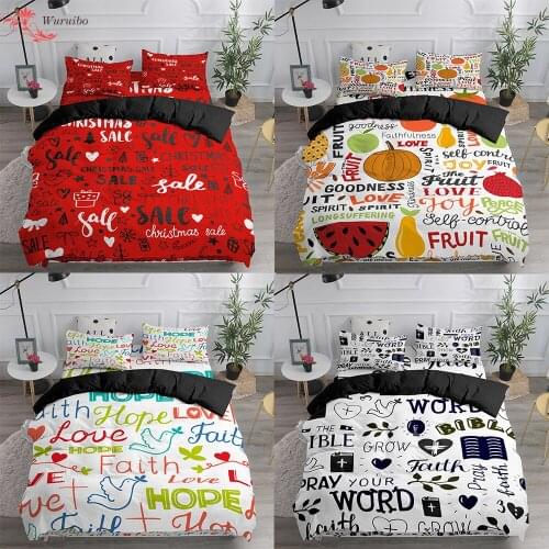 Homesky Letters Words Printing Bedding Set For Child Adult Luxury Duvet Cover Three/Two -piece Suit Bed Linen Single King Size