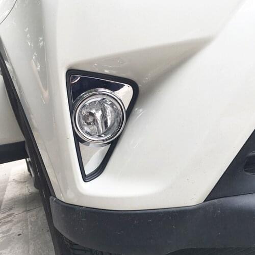 Front Fog Lamp Cover Modified Fog Light Decoration Rear Fog Lamp Frame ABS Bright Plating For Toyota Rav4 2016 2017 2018 2019