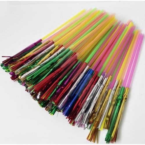 Lot of 100pcs Metallic Foil Fringe Fireworks Cocktail Party Straws Decoration