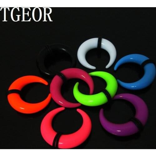 Fashion 1 pair mixed 3 gauges big size horseshoe ear expander acrylic piercing mixed solid color ear taper free shipping