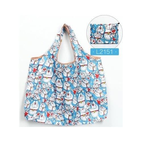 LISM Doraemon Flower Style Fashion Anime Portable Shopping Bag Reusable Tote Foldable Handbags Pouch Storage Bags NEW