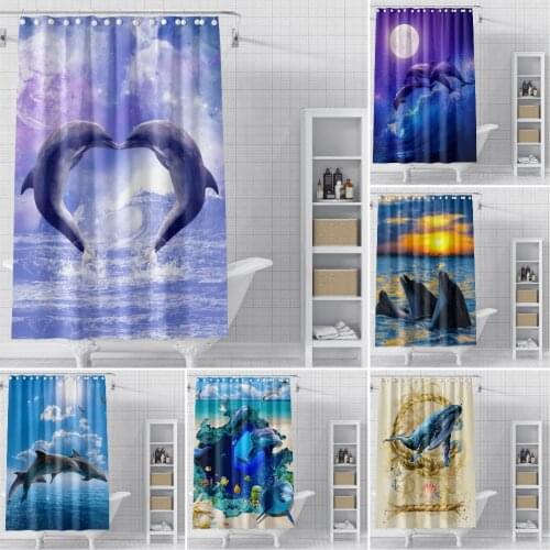 Marine Life Shower Curtain 3D Landscape Bathroom Curtain Nature Dolphin Bath Curtain Waterproof Curtains for bathroom Home Decor
