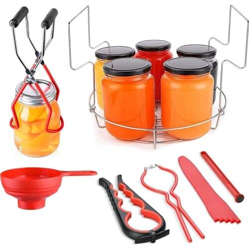 Home Canning Kit 7 Pcs Canning Supplies Included Canning Funnel,Jar Lifter,Jar Wrench,Lid Lifter,Canning Rack,Can Opener
