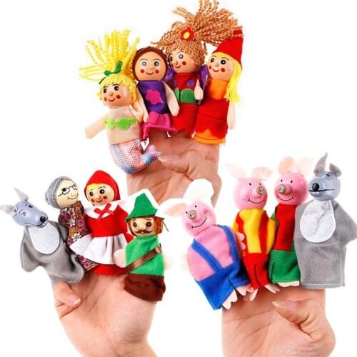 New Mermaid small finger doll wooden cartoon animal finger puppet childrens story telling props