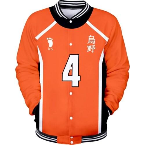 2020 New Haikyuu Baseball Jackets Print Brand Tracksuit Spring Autumn Men Women Fitness Sweatshirt