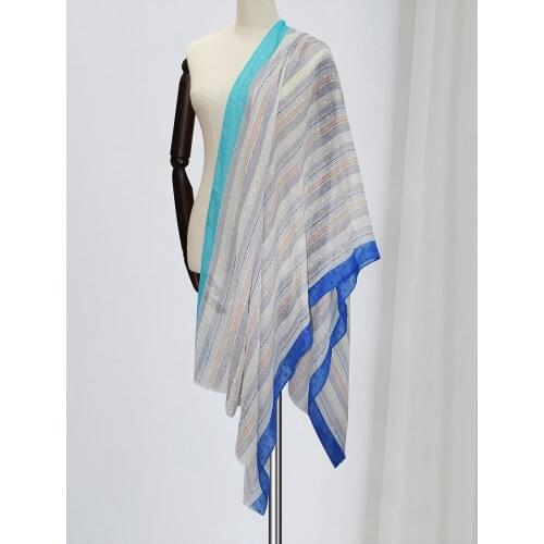 2020 New Soft Stripe Print Lurex Scarves Shawls Long Soft Viscose Stripe Scarf Hijab Wrap 5 Color 10pcs/LOT Wholesale