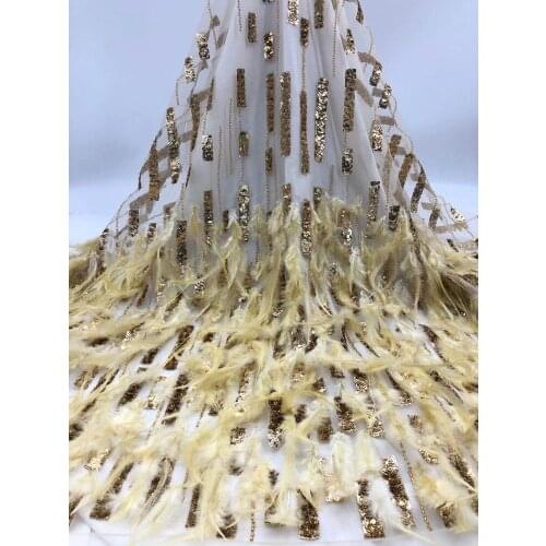 New 2020 luxury animal feather wedding lace high quality French tulle lace wedding fabric dress