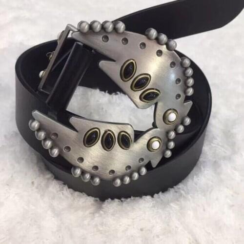 2021 New Black Metal Buckle Retro Style Genuine Leather Womens Fashion Dress Belt