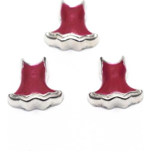 Wholesale 10pcs/lot skirt floating charms silver Alloy charms living glass memory lockets DIY jewelry