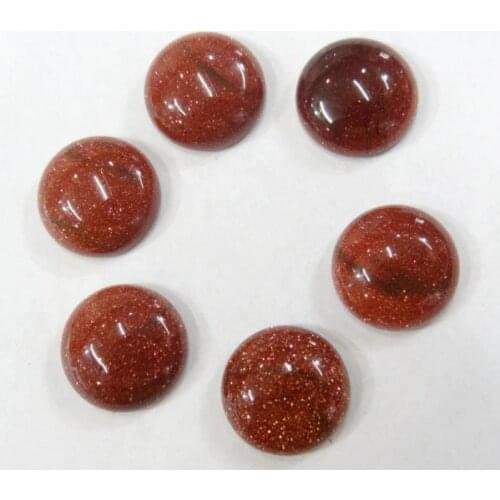 Wholesale 20PCS Natural Gold sand Stone round 18MM Cabochons No hole Beads for DIY Jewelry Making Ring Earring Accessories