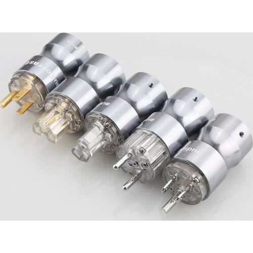 Pair Audiocrast P105 HI-End Gold Rhodium Plated Schuko Power Mains Connector HIFI AC Power Plug DIY Power Cable