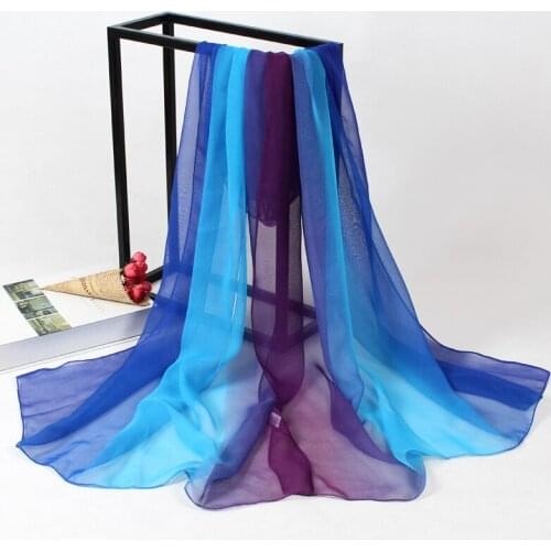 New arrival bandana Gradient color Silk Scarf Women hijab shawl georgette Long Scarves Fashion Summer