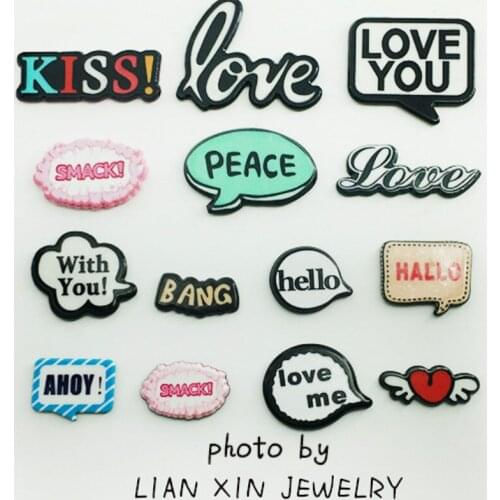 50pcs/lot Resin Phone Brooch Accessories Hairpin Patch Letters Clothing Decoration Accessories Diy Craft Applique