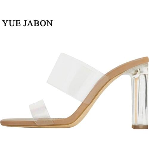 YUE JABON PVC Transparent Women Slippers Open Toes Sexy Serpentine Shoes Crystal Ladies Slippers Transparent Heel Slippper