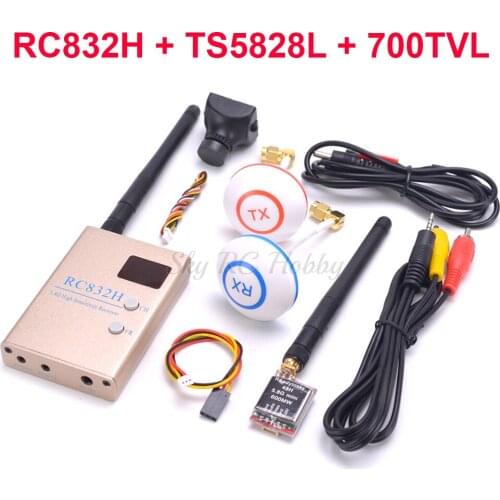 RC832H RC832 5.8G 600mw Receiver + TS5828S 600mW 48CH Mini FPV Transmitter with Digital Display + 700TVL 2.8mm Camera Antenna