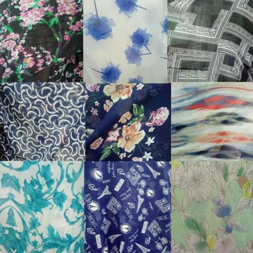 Chiffon printed 75D soft silky fabric light breathable DIY fabric qualified