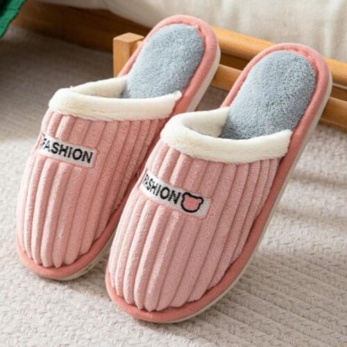 Couple Winter Warm Slippers Women Indoor Cotton Shoes Unisex Plush Home Sliders Ladies Size 35-44 Floor Slides