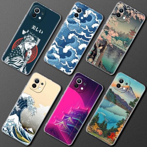 Silicone Case For Xiaomi Mi Poco X3 NFC 10T Pro M3 Note 10 Lite 11 9T F3 Clear Shockproof Phone Cover Japanese Style Art Japan