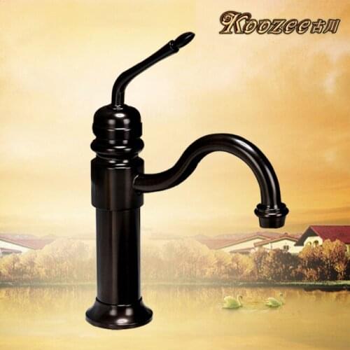 Furukawa antique bronze faucet dark brown bronze faucet Single lever basin -wide European audience copper hot and cold faucet