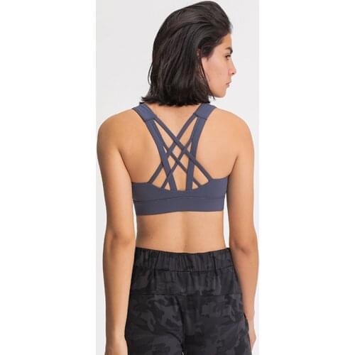 Shockproof Cross Straps Running Gym Sport Bras Top Women Widen Hem Push Up Workout Fitness Yoga Crop Tops Brassiere