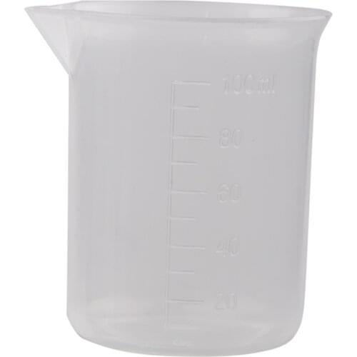 Clear White Plastic 100mL Measuring Cup Beaker for Lab Kitchen