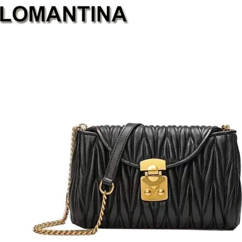 LOMANTINA Sheepskin Tote Women Gold Chain Shoulder Bag Ladys Messenger Bag Fashion Luxury Brand Bolsa Designer Purse For Girls