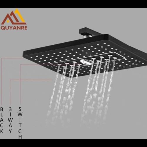 Vidric Vidric Black LED Digital Shower Faucets Set 3-way Rainfal Shower 2-Function LED Digital Display Mixer Tap Concealed Bath