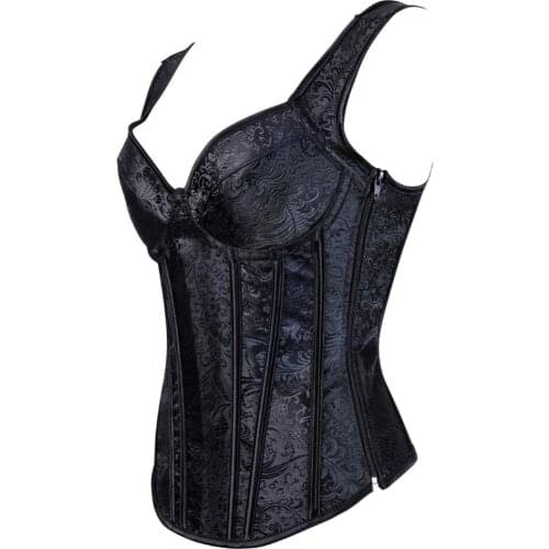 S-6XL Fashion Women Shoulder Straps Waist Cincher Shaper Body Training Corset Cup Lingerie Side Zipper Overbust Corsets Bustiers