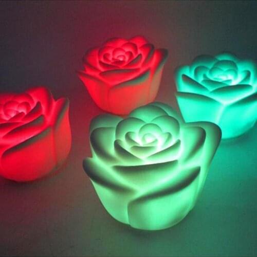 1Pc Plastic Night Light Multi-color Waterproof Floating Rose Flower Color Changing LED Light Home Garden Party Decor