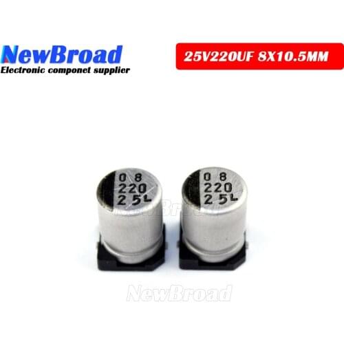 10PCS SMD Aluminum Electrolytic Capacitor 25V220UF 8*10.5MM 220UF25V 25V 220UF