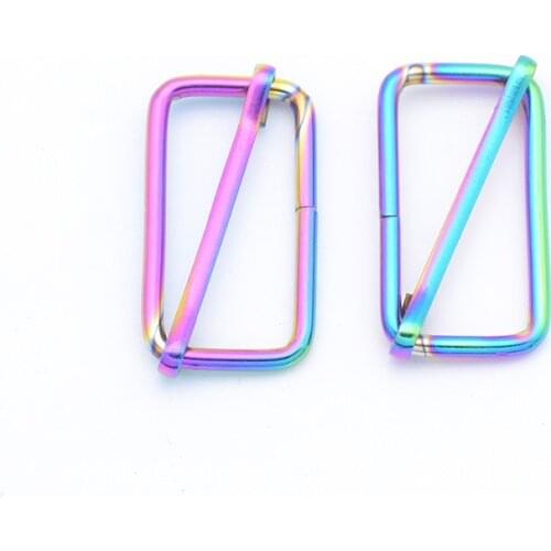 10pcs New Rainbow Color 1 inch Metal Slides Tri-glides Wire-formed Roller Pin Buckles Strap Slider Adjuster