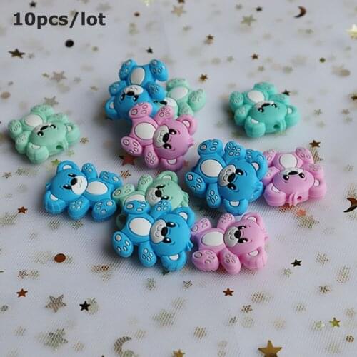 10Pcs Bear Animal Silicone Beads Perle Silicone Dentition Baby Teether DIY Loose Beads For Jewelry Making Baby Accessories Toys