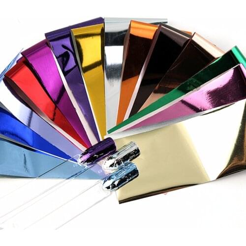 14pcs Charm Nail Foils Polish Stickers Metal Color Starry Paper Transfer Foil Wraps Adhesive Decals Nail Art Decorations 2019