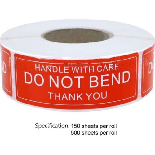2021 New 150 & 500 Pcs/Roll Warning Sticker Handle With Care DO NOT BEND Remind Labels