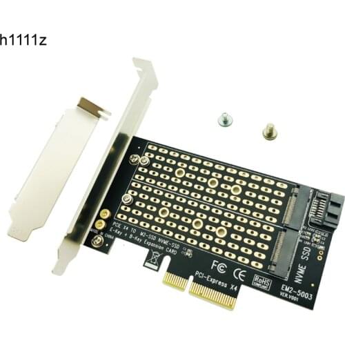 M.2 NVMe SSD NGFF TO PCIE X4 Adapter M Key B Key Dual Interface Card Support PCI Express 3.0 2230 2242 2260 2280 Size M2 SSD NEW