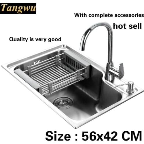 Free shipping Household small Kitchen sink durable 0.8 mm 304 stainless steel hot sell 56x42 CM