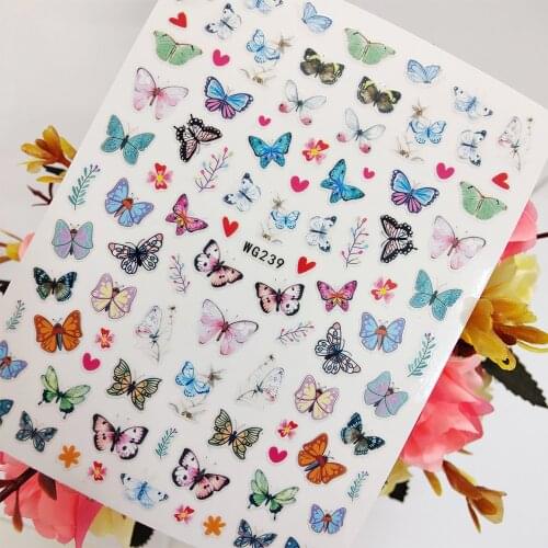 Colorful 3D Butterfly Love Heart Stickers Sliders for Nails Self Adhesive Nail Art Decoraciones Foil Design Manicure Accesorios