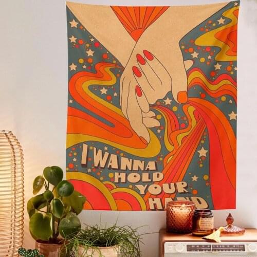 Sun Rainbow Tapestry Wall Hanging Retro Style Sun Trippy Aesthetic Room Decor Home Living Room Bedroom Vintage Boho Wall Art