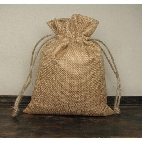 Wholesale 8x11cm 100pcs Natural Color Jute Bag Drawstring Bags for Storage/DIY/Home Decor Free Shipping